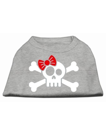 Skull Crossbone Bow Screen Print Shirt Grey Lg