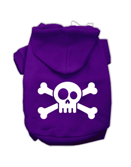 Skull Crossbone Screen Print Pet Hoodies Purple Size Lg