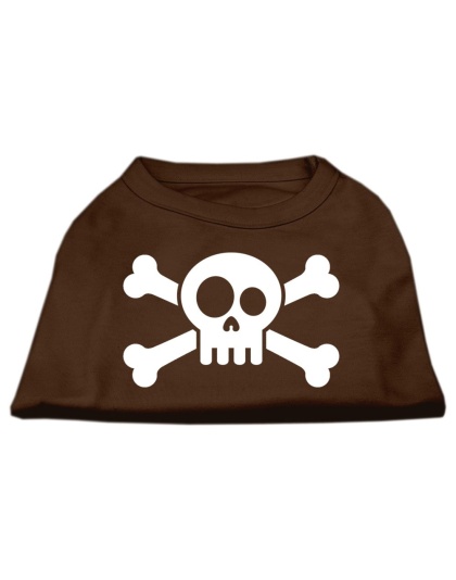 Skull Crossbone Screen Print Shirt Brown Lg