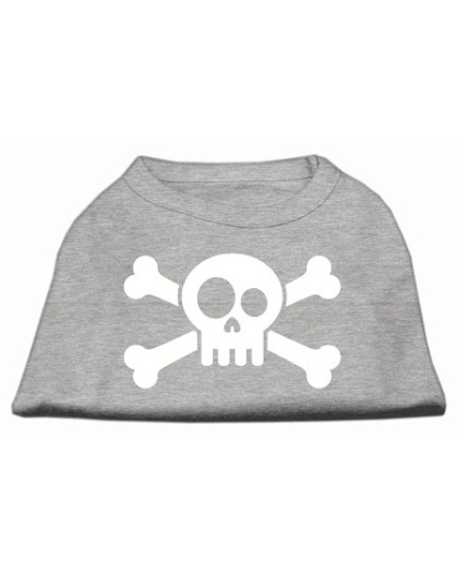 Skull Crossbone Screen Print Shirt Grey Lg