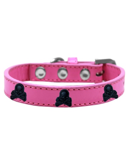 Skull Widget Dog Collar Bright Pink Size 10