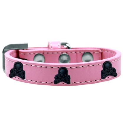 Skull Widget Dog Collar Light Pink Size 10