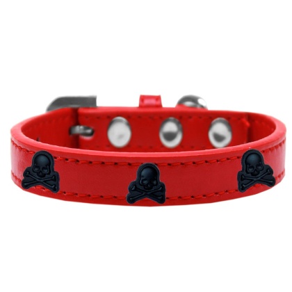 Skull Widget Dog Collar Red Size 10