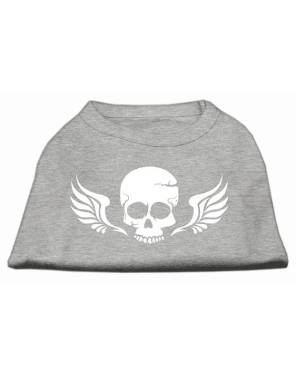 Skull Wings Screen Print Shirt Grey Lg