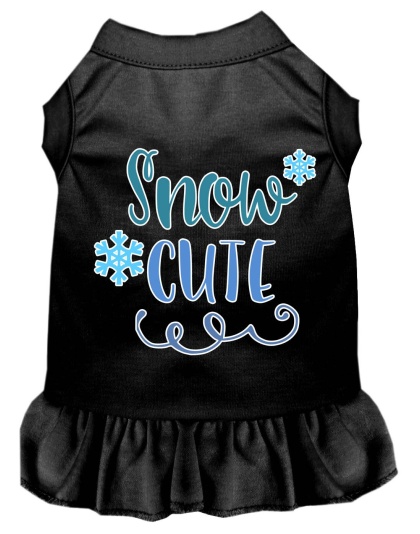 Snow Cute Screen Print Dog Dress Black 4X