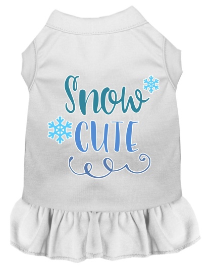 Snow Cute Screen Print Dog Dress White 4X