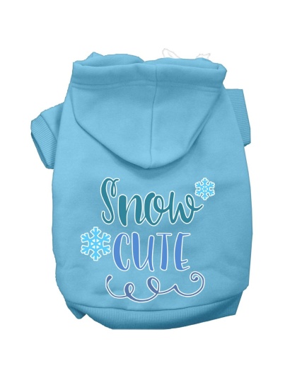 Snow Cute Screen Print Dog Hoodie Baby Blue L