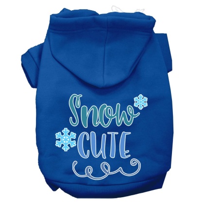 Snow Cute Screen Print Dog Hoodie Blue L