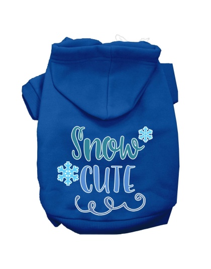 Snow Cute Screen Print Dog Hoodie Blue L