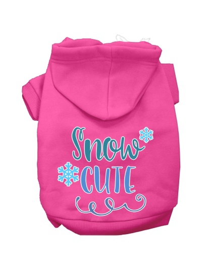 Snow Cute Screen Print Dog Hoodie Bright Pink L