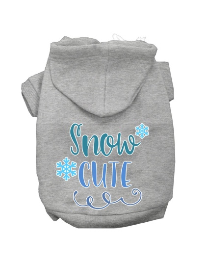 Snow Cute Screen Print Dog Hoodie Grey L