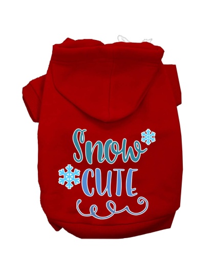 Snow Cute Screen Print Dog Hoodie Red L