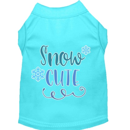 Snow Cute Screen Print Dog Shirt Aqua Lg