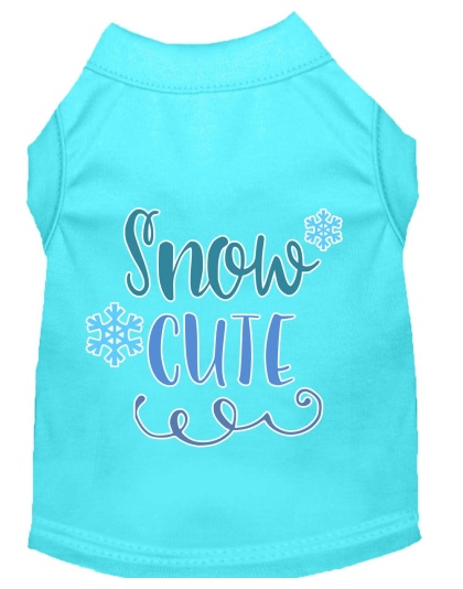 Snow Cute Screen Print Dog Shirt Aqua Lg