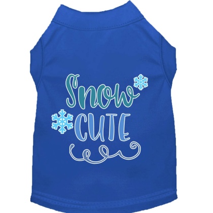 Snow Cute Screen Print Dog Shirt Blue Lg