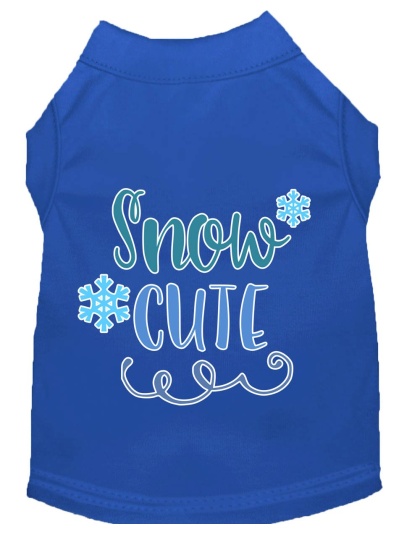 Snow Cute Screen Print Dog Shirt Blue Lg