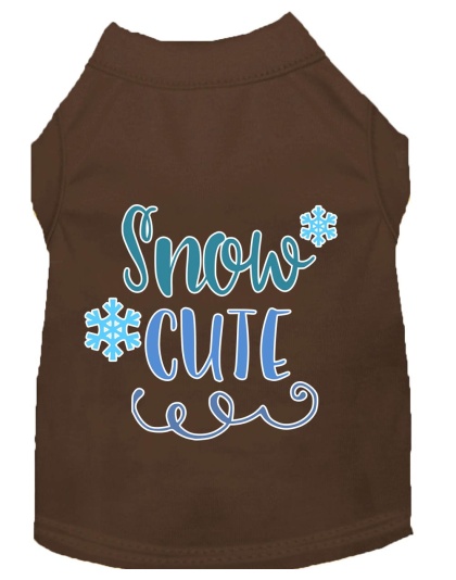 Snow Cute Screen Print Dog Shirt Brown Lg