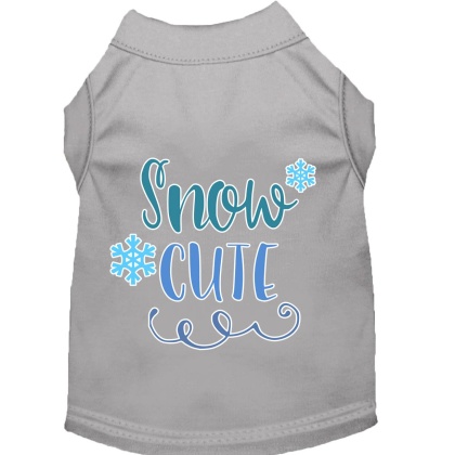 Snow Cute Screen Print Dog Shirt Grey Lg