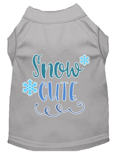 Snow Cute Screen Print Dog Shirt Grey Lg