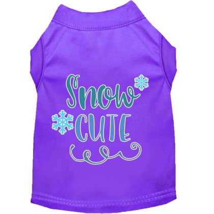 Snow Cute Screen Print Dog Shirt Purple Lg