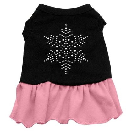 Snowflake Rhinestone Dress Black with Pink Lg