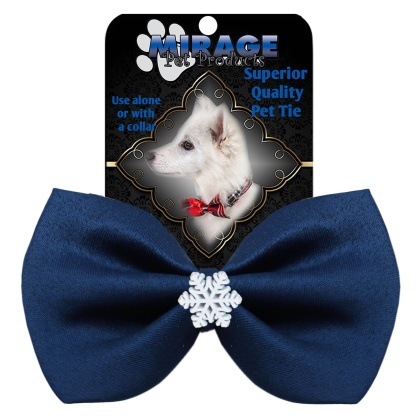 Snowflake Widget Pet Bowtie Navy Blue