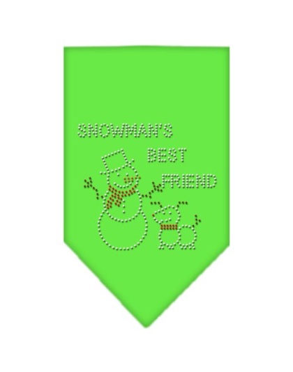 Snowman's Best Friend Rhinestone Bandana Lime Green Large