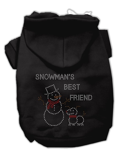 Snowman's Best Friend Rhinestone Hoodie Black L