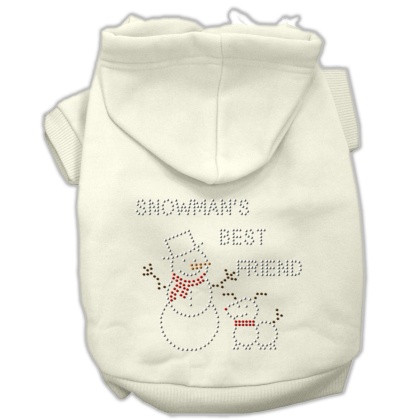 Snowman's Best Friend Rhinestone Hoodie Cream L