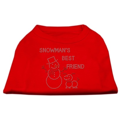 Snowman's Best Friend Rhinestone Shirt Red L