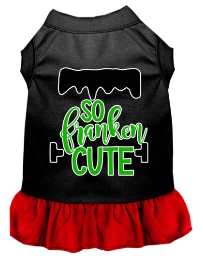 So Franken Cute Screen Print Dog Dress Black with Red Lg