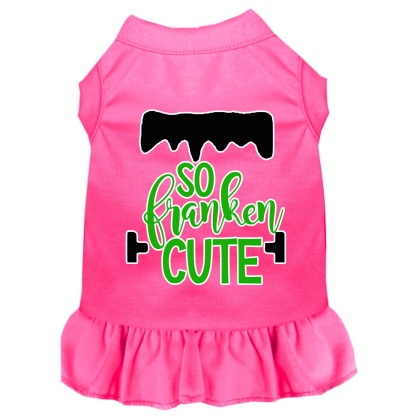 So Franken Cute Screen Print Dog Dress Bright Pink 4X