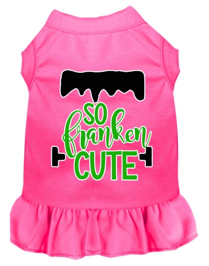 So Franken Cute Screen Print Dog Dress Bright Pink 4X