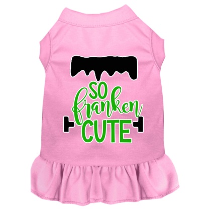 So Franken Cute Screen Print Dog Dress Light Pink 4X