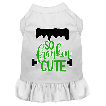 So Franken Cute Screen Print Dog Dress White 4X