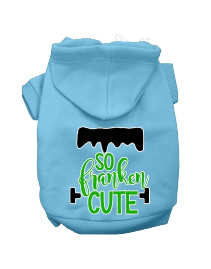 So Franken Cute Screen Print Dog Hoodie Baby Blue L