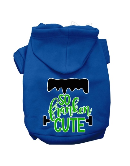 So Franken Cute Screen Print Dog Hoodie Blue L