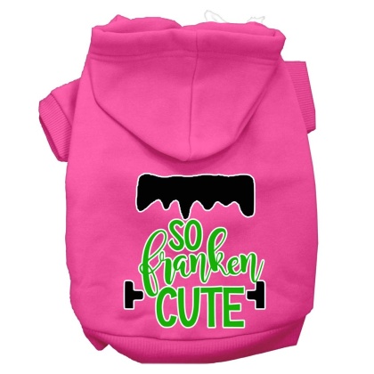 So Franken Cute Screen Print Dog Hoodie Bright Pink L