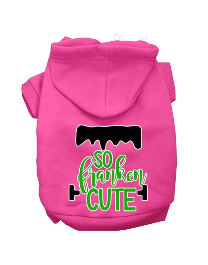 So Franken Cute Screen Print Dog Hoodie Bright Pink L