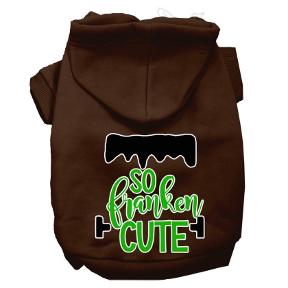 So Franken Cute Screen Print Dog Hoodie Brown L