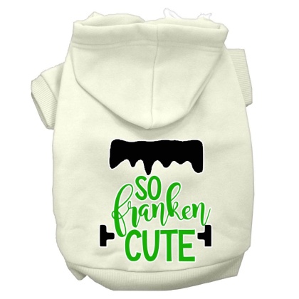 So Franken Cute Screen Print Dog Hoodie Cream L