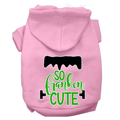 So Franken Cute Screen Print Dog Hoodie Light Pink L