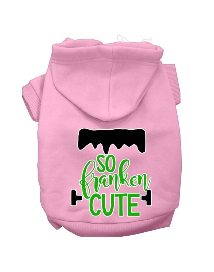 So Franken Cute Screen Print Dog Hoodie Light Pink L