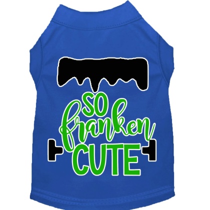 So Franken Cute Screen Print Dog Shirt Blue Lg