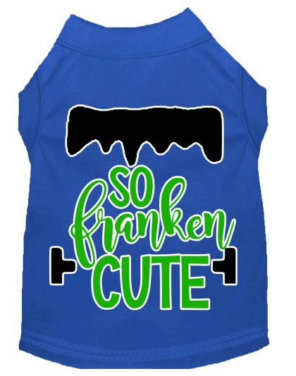 So Franken Cute Screen Print Dog Shirt Blue Lg