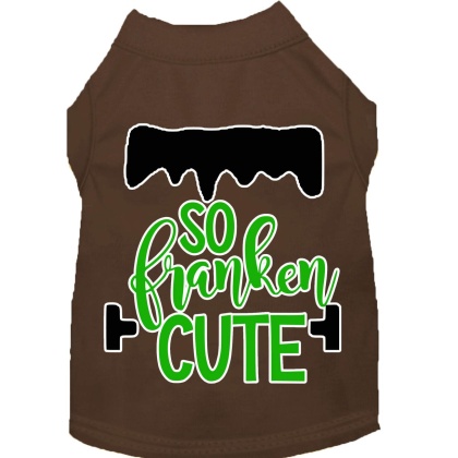 So Franken Cute Screen Print Dog Shirt Brown Lg