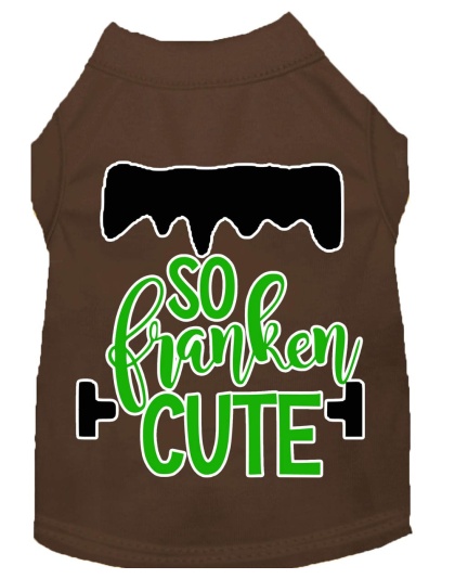 So Franken Cute Screen Print Dog Shirt Brown Lg