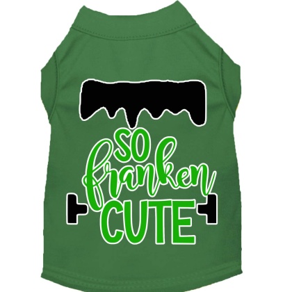 So Franken Cute Screen Print Dog Shirt Green Lg