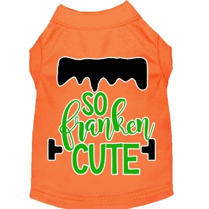 So Franken Cute Screen Print Dog Shirt Orange Lg