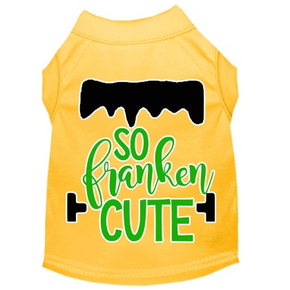 So Franken Cute Screen Print Dog Shirt Yellow Lg